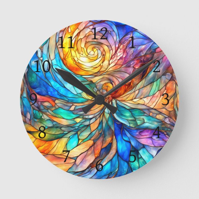 Colorful multicolor Abstract 75 twist Round Clock (Front)