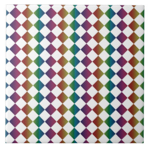 Colorful Multicolor Diamond Harlequin Checker Ceramic Tile
