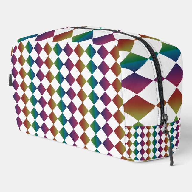 Colorful Multicolor Diamond Harlequin Checker  Dopp Kit (Right Corner)