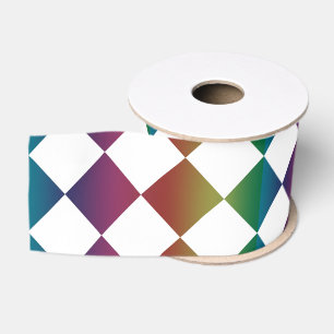 Colorful Multicolor Diamond Harlequin Checker Grosgrain Ribbon