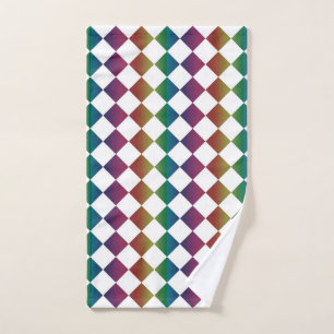 Colorful Multicolor Diamond Harlequin Checker Hand Towel