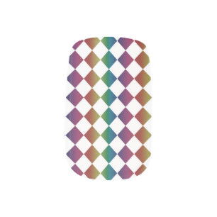 Colorful Multicolor Diamond Harlequin Checker Minx Nail Art