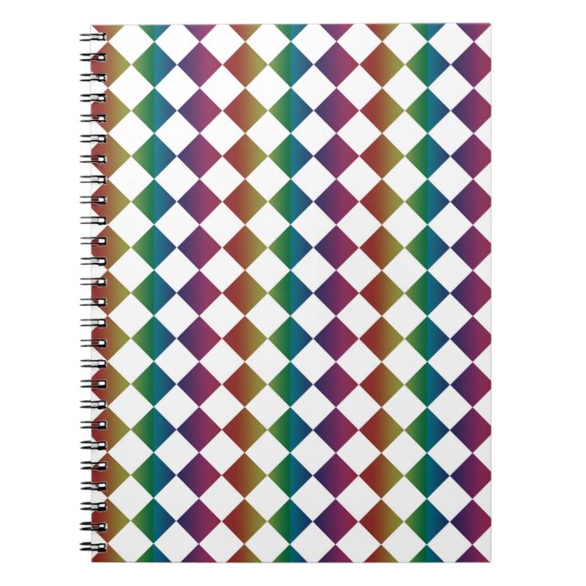 Colorful Multicolor Diamond Harlequin Checker  Notebook (Front)