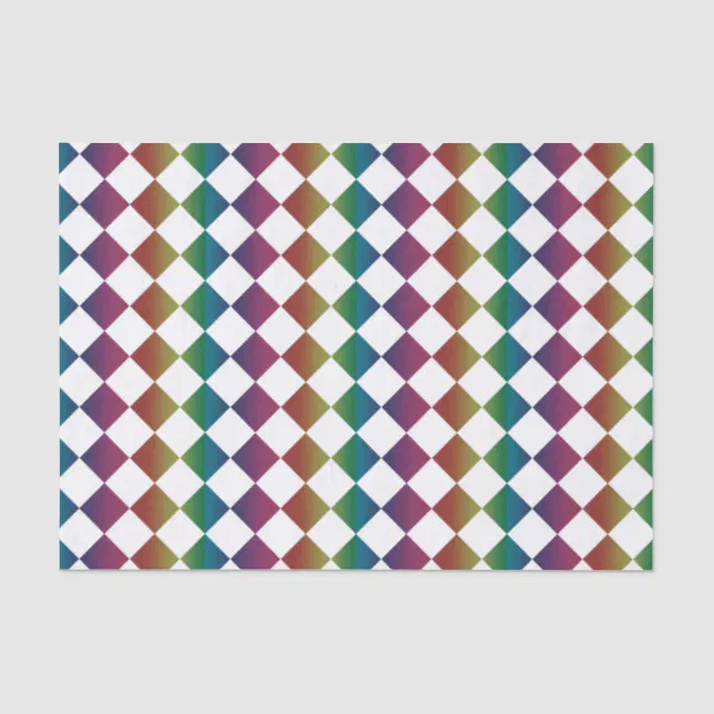 Colorful Multicolor Diamond Harlequin Checker Tissue Paper | Zazzle