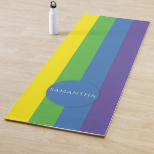 Colorful Multicolor Modern Personalized Name Yoga Mat