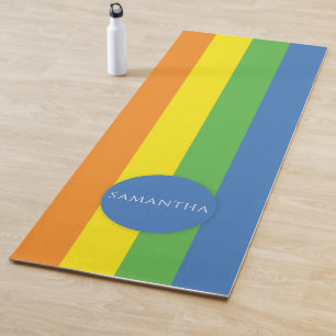Colorful Multicolor Modern Personalized Name Yoga Mat