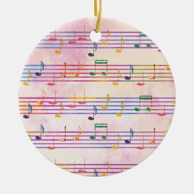 Colorful Multicolor Music Note  Classic  Ceramic Ornament (Front)