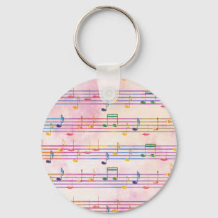 Colorful Multicolor Music Note  Classic Keychain
