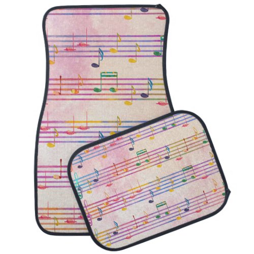 Colorful Multicolor Music Note Musician  Car Floor Mat