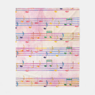Colorful Multicolor Music Note Musician Fleece Blanket