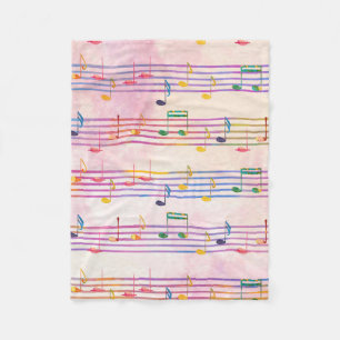 Colorful Multicolor Music Note Musician Fleece Blanket