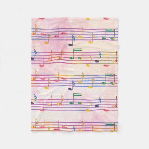 Colorful Multicolor Music Note Musician   Fleece Blanket