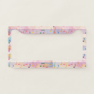 Colorful Multicolor Music Note Musician   License Plate Frame