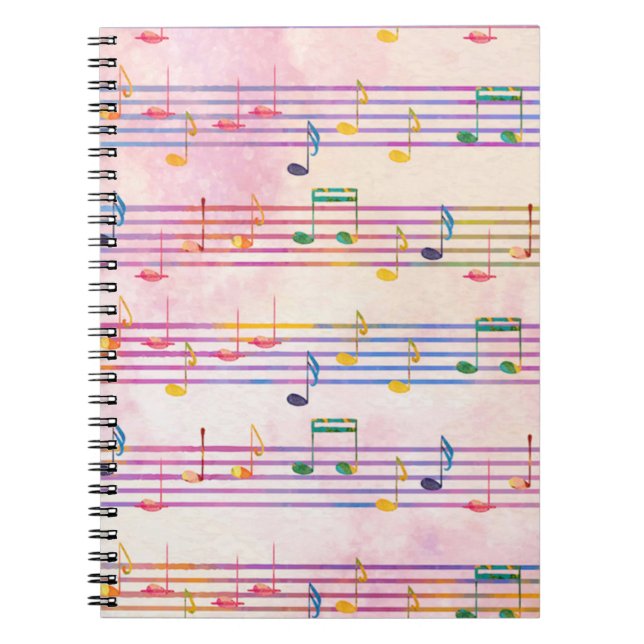 Colorful Multicolor Music Note Musician  Notebook (Front)