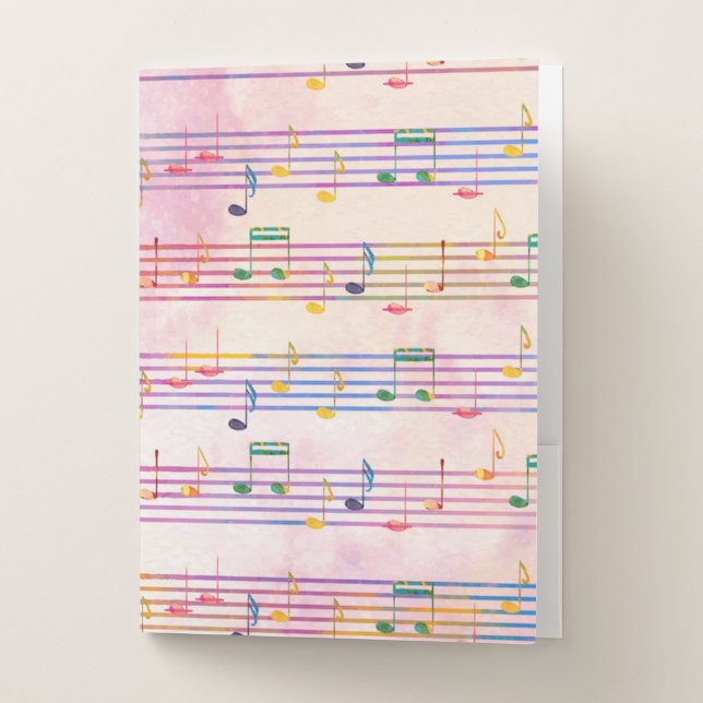 Colorful Multicolor Music Note Musician  Pocket Folder (Front)