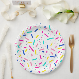 Colorful multicolor sprinkles paper plates