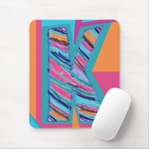 Colorful Multicolor Stripes Letter K as in Kay Mouse Pad