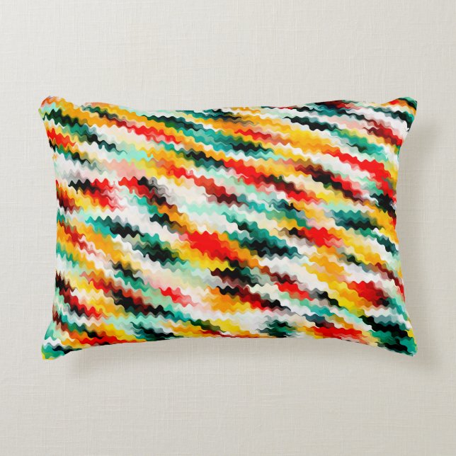 Colorful Multicolored Abstract Pattern Accent Pillow (Front)