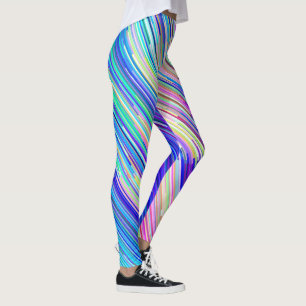 Colorful Multicolored Diagonal Stripes Leggings