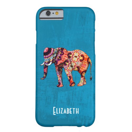 Colorful Multicolored Elephant on Blue Background Barely There iPhone 6 Case