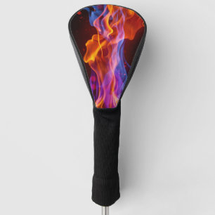 Colorful multicolored flames golf head cover