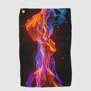Colorful multicolored flames golf towel