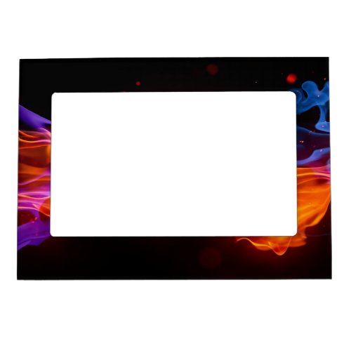 Colorful multicolored flames magnetic frame