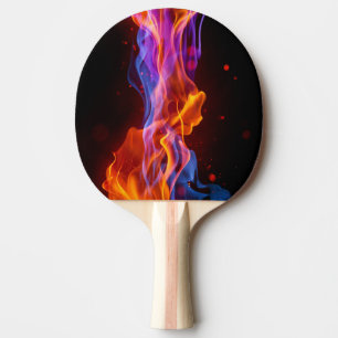 Colorful multicolored flames ping pong paddle