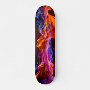 Colorful multicolored flames skateboard