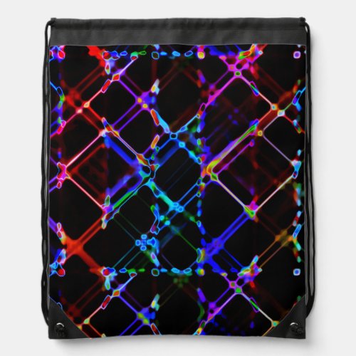 Colorful Multicolored Neon Lines Drawstring Bag
