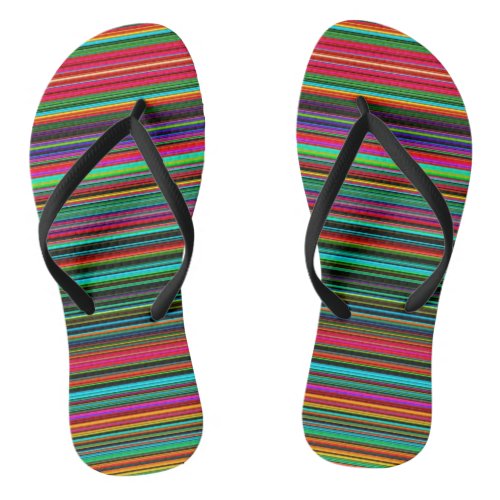 Colorful Multicolored Pattern Flip Flops