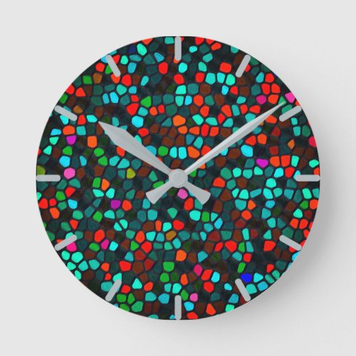 Colorful Multicolored Pattern Round Clock