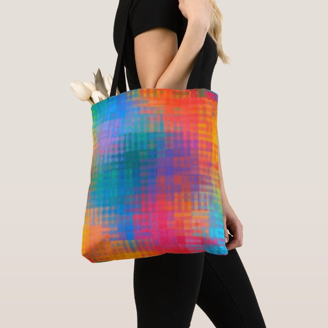 Colorful Multicolored Pattern Tote Bag (Close Up)