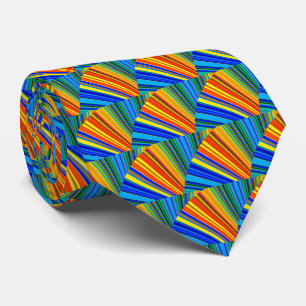 Colorful Multicolored Radiant Stripes Fan Shaped Neck Tie
