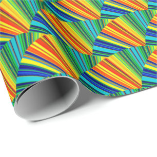 Colorful Multicolored Radiant Stripes Fan Shaped Wrapping Paper