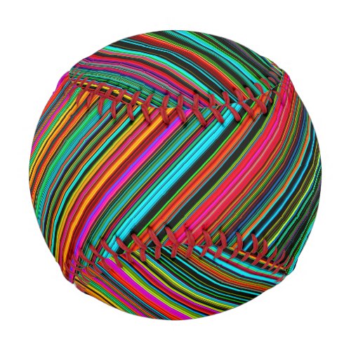 Colorful Multicolored Striped Pattern Baseball