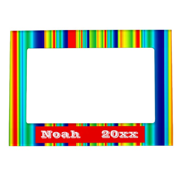 Colorful Multicolored Stripes Magnetic Photo Frame (Front)