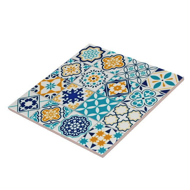 Colorful Multiple Image Ceramic Tile. Tile (Side)