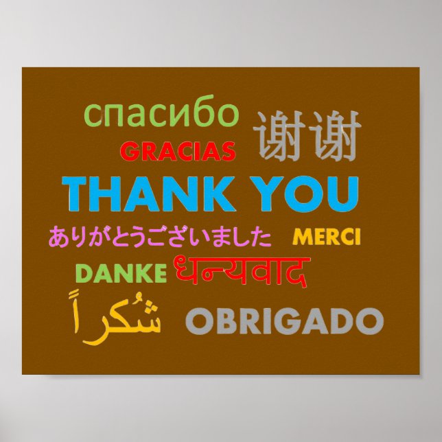 Colorful Multiple Language Thank You Poster (Front)