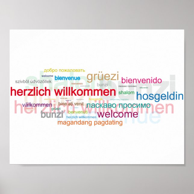 Colorful Multiple Language Welcome Poster (Front)