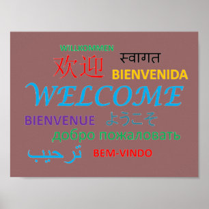 Colorful Multiple Language Welcome Poster