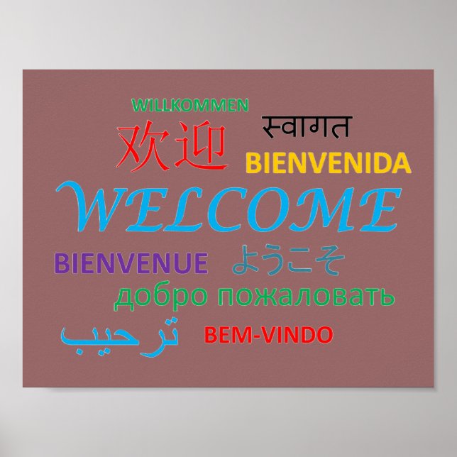Colorful Multiple Language Welcome Poster (Front)