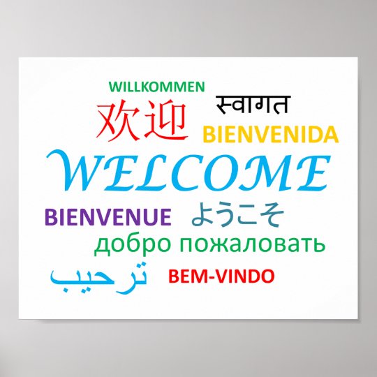 Colorful Multiple Language Welcome Poster | Zazzle.com