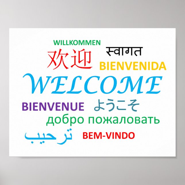 Colorful Multiple Language Welcome Poster (Front)