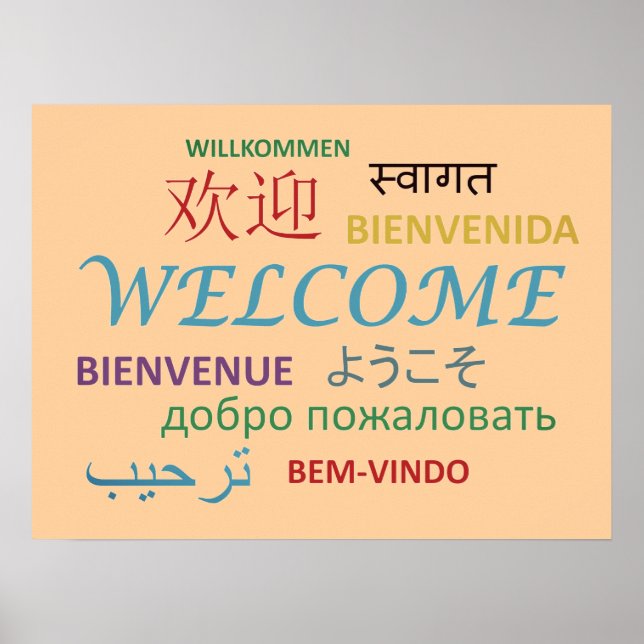 Colorful Multiple Language Welcome Poster (Front)