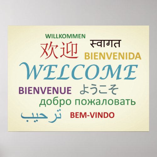 Colorful Multiple Language Welcome Poster