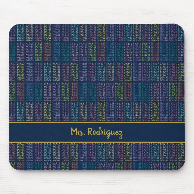 Colorful Multiplication Tables Pattern Mouse Pad (Front)