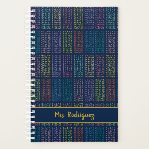 Colorful Multiplication Tables Pattern on Navy Planner