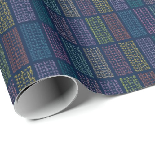 Colorful Multiplication Tables Pattern on Navy Wrapping Paper
