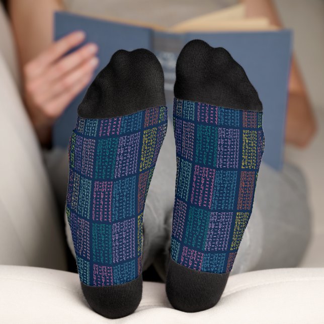 Colorful Multiplication Tables Pattern Socks (Bottom)